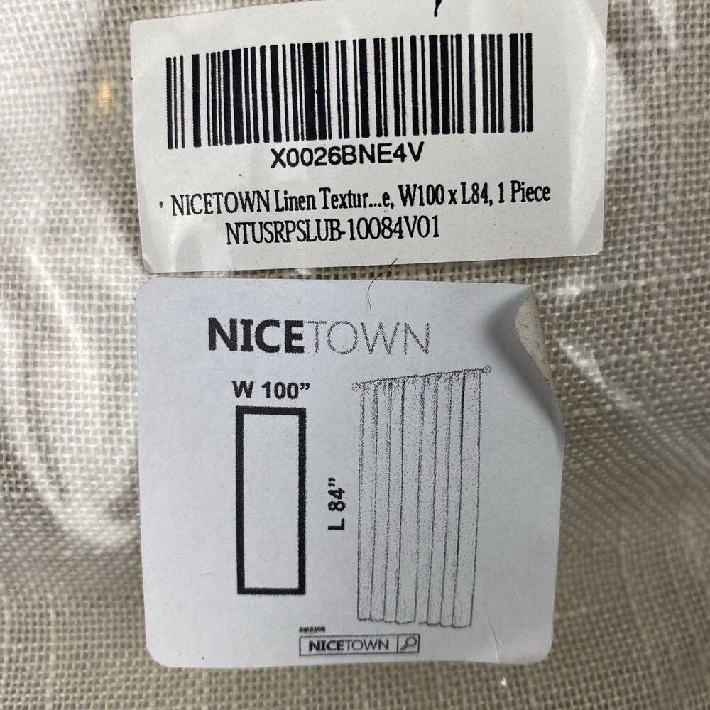 NICETOWN Linen Textured Curtain Panel 100x84 Beige Slub Rod Pocket Single NEW